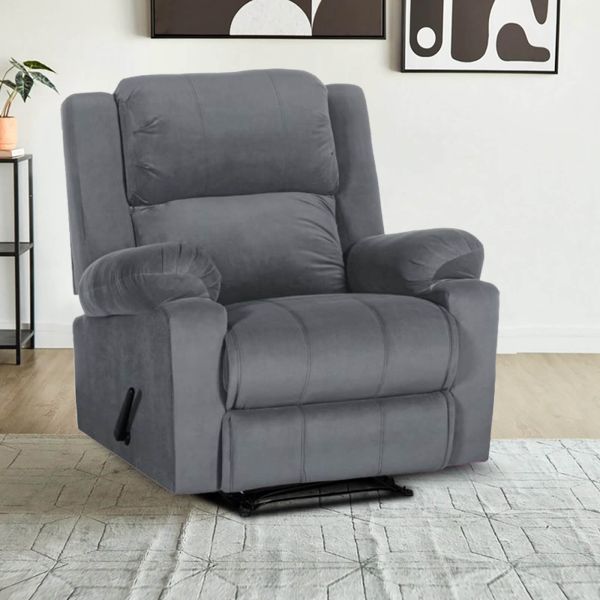 Velvet Classic Recliner Chair, Gray, AB02, In House