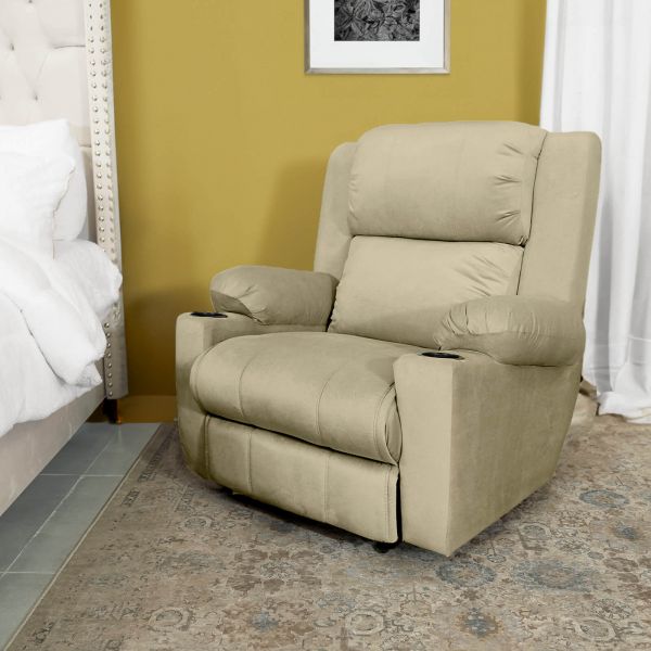 In Hosue | Lazy Troy Velvet Recliner Chair with Cups Holder