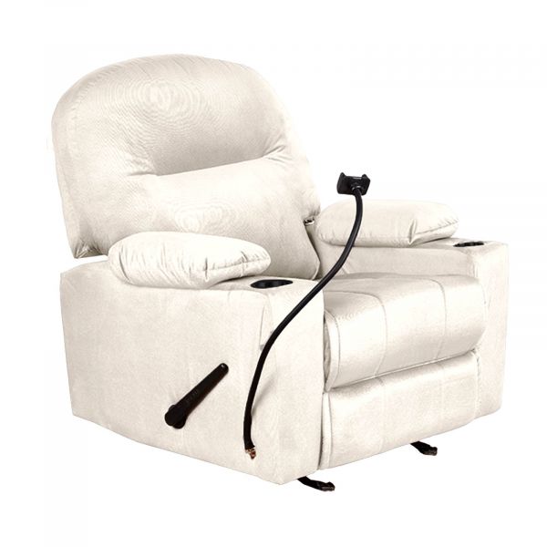 Velvet Classic Cinematic Recliner Chair with Phone & Plastic Cups Holder, Ivory Beige, Panda