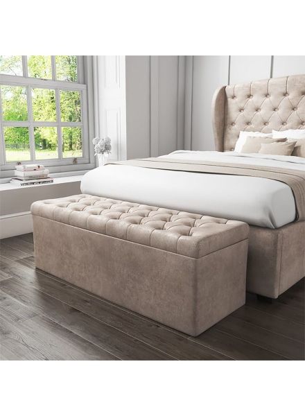 Decorative Bedroom Bench With Storage Space 130*46*44 cm بيج