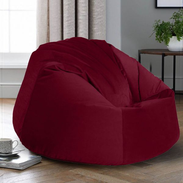 Niklas Velvet Bean Bag Chair Small Burgundy In House