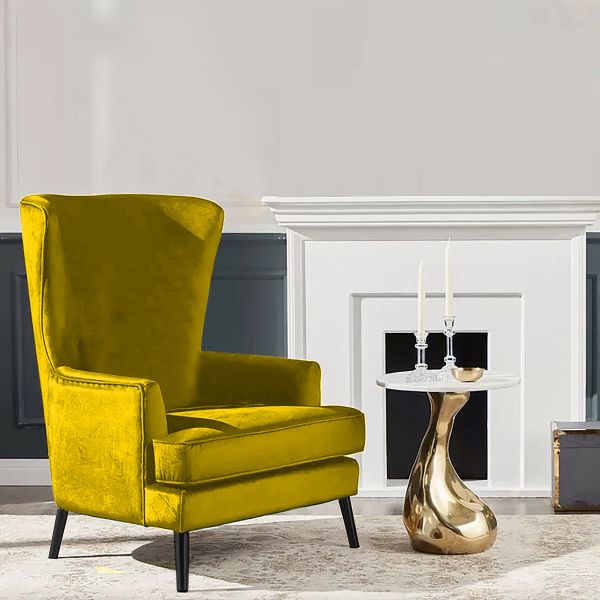 Gold velvet wingback chair hotsell
