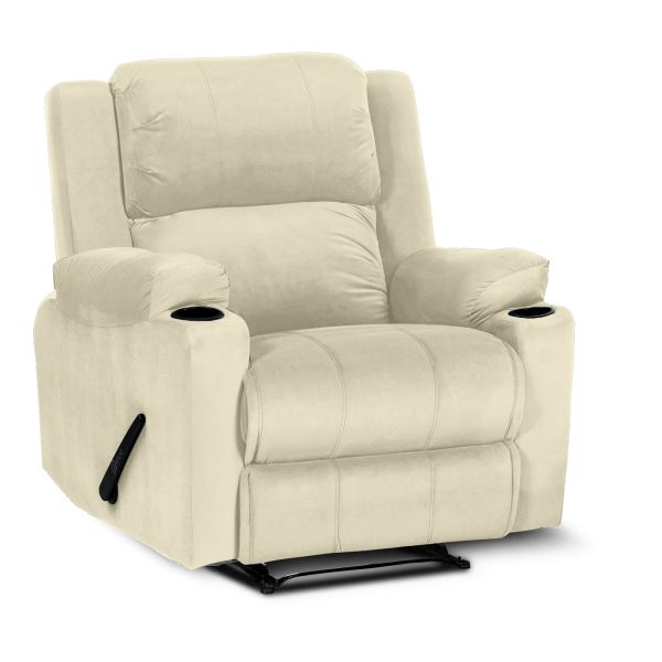 Lazy Troy Velvet Rocking Recliner Chair with Cups Holder Light