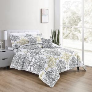 Dublin | Comforter Set 8 Pieces, King, 260x240 cm, Grey & Gold