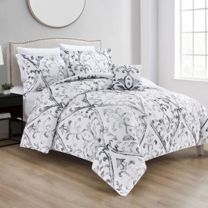 Sky | Comforter Set 8 Pieces, King, 260x240 cm, White & Grey