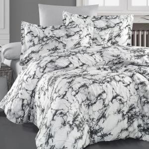 Sporting | 8 Pieces Ranforce Cotton Comforter Set, King, 260x240 cm, 23386-v1, White & Black