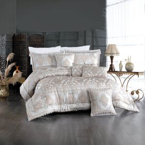 Dover | 10 Pieces Copland Comforter Set, King, 260x240 cm, 601, Silver & Gold