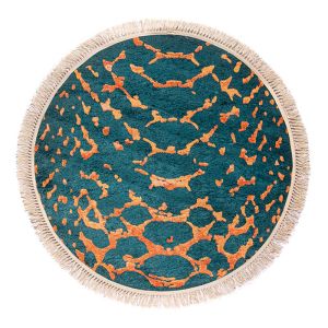 In House | Amjad Modern Design Round Decorative Carpet, Blue & Gold, 120x120 cm, DT65482.101