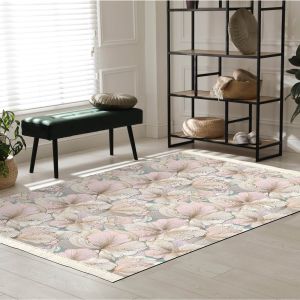In House | wooded Design Turkish Rectangular Decorative Carpet, Light Pink, 120x80 cm-102010200996