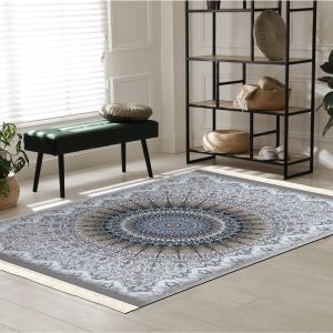 In House | Modern Design Turkish Rectangular Decorative Carpet, Light Grey, 120x80 cm-102010201008