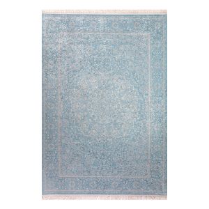In House | Bahia Wooded Design Rectangular Carpet, Cyan