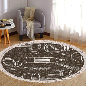 In House | Modern Design Turkish Round Decorative Carpet, Grey, 120x120 cm-102010201162