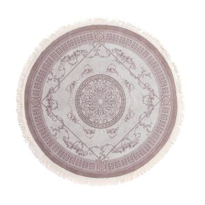 In House | Pof Classic Design Round Decorative Carpet, Brown & Grey, 120x120 cm, VERSACE brouwn