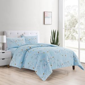 Bluebell | Microfiber Comforter Set 4 Pieces, King, 260x240 cm, Light Blue