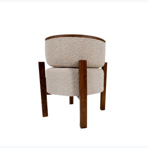 2 in 1 Small Table And Seat Upholstered With Boucl&eacute; And Super Foam Filling, Ivory & Brown, E20
