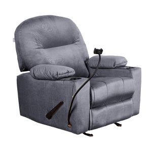 Cinematic Recliner Chair with Phone & Plastic Cups Holder Panda, Velvet, In House