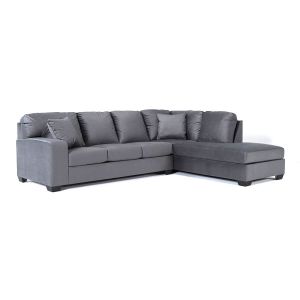In House Corner Sofa Set with Left Arm Chaise Longue Linen Upholstered - 5 Seats - Dark Grey