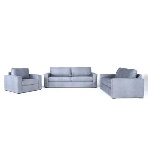 In House Modern Sofa With Arms Set 3 Linen In Upholstered - 5 Seats - Grey