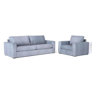 In House Modern Sofa With Arms Set 2 Linen In Upholstered - 3 Seats - Grey