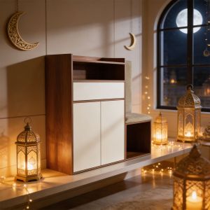 Shoe Cabinet with Bench, Storage Shelf and Storage Cabinet and Mdf Wood, White and Brown, S2