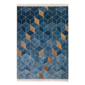 In House Rectangle Soft Touch Carpet - Blue & Gold - DT35487.101