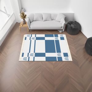 Julie | Luxurious Rectangular Decorative Carpet, Blue & White