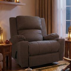 In Hosue | Lazy Troy Burlap Recliner Chair with Cups Holder