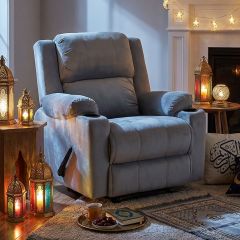 In Hosue | Lazy Troy Velvet Recliner Chair with Cups Holder AB02
