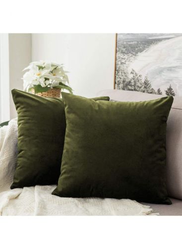 Velvet Decorative Solid Filled Cushion - 25*25 Cm From Regal In House - Mehandi Green