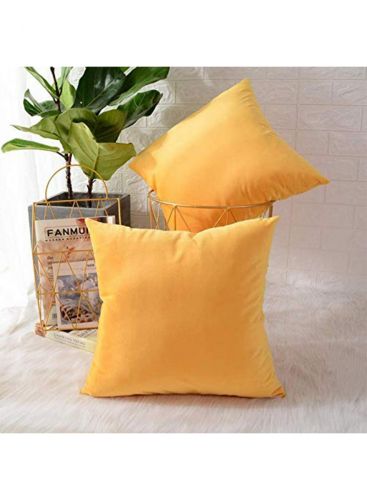 Velvet Decorative Solid Filled Cushion - 25*25 Cm From Regal In House - Light Golden