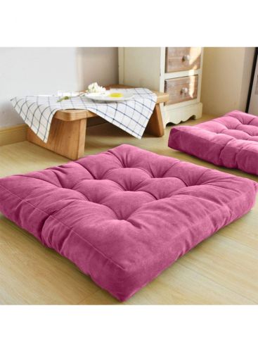 Simple and Comfortable Square Floor Velvet Tuffed Cushion 55x55x10 cm From Regal In House - وردي 05