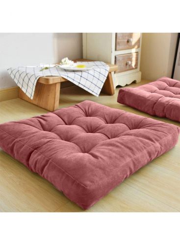 Simple and Comfortable Square Floor Velvet Tuffed Cushion 55x55x10 cm From Regal In House - وردي 04