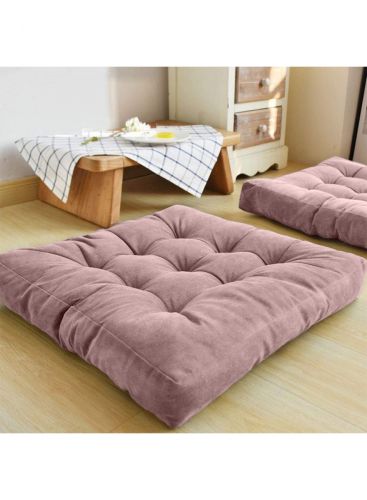 Simple and Comfortable Square Floor Velvet Tuffed Cushion 55x55x10 cm From Regal In House - وردي 01