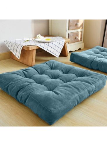 Simple and Comfortable Square Floor Velvet Tuffed Cushion 55x55x10 cm From Regal In House - ازرق 04