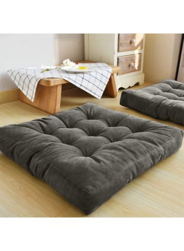 Simple and Comfortable Square Floor Velvet Tuffed Cushion 55x55x10 cm From Regal In House - رمادي 02