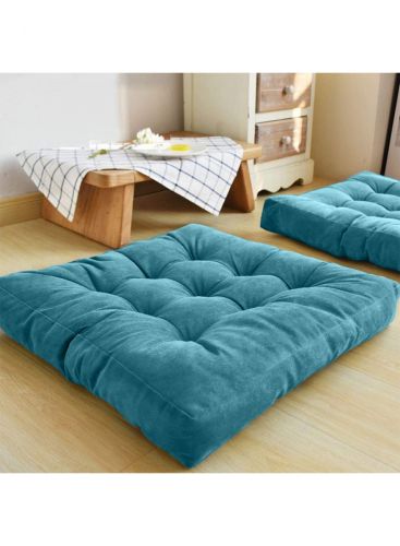 Simple and Comfortable Square Floor Velvet Tuffed Cushion 55x55x10 cm From Regal In House - ازرق 03