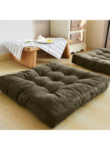 Simple and Comfortable Square Floor Velvet Tuffed Cushion 55x55x10 cm From Regal In House - اخضر غامق
