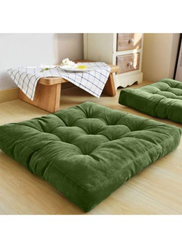 Simple and Comfortable Square Floor Velvet Tuffed Cushion 55x55x10 cm From Regal In House - أخضر