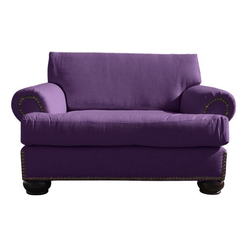 Regal In House Modern Velvet Upholstered Single Sofa - 82 Cm - بنفسجي 82820014