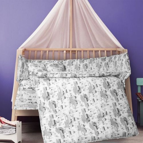 In House Ranforse Cotton Children Comforter Set 3-Pieces - Grey - BBv4-8861