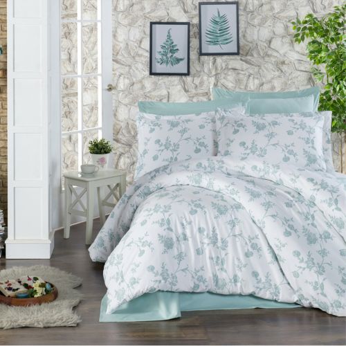 In House Ranforse Cotton Bedding Set 10-Pieces - Green & White - 260X240cm - 1585 A.polo-v27