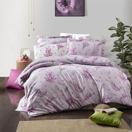 Lavender Comforter Set White & Mauve 260x240 cm