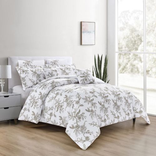 Evander | Comforter Set 8 Pieces, King, 260x240 cm, White & Beige