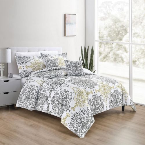 Dublin Comforter Set Grey & Gold 260x240 cm