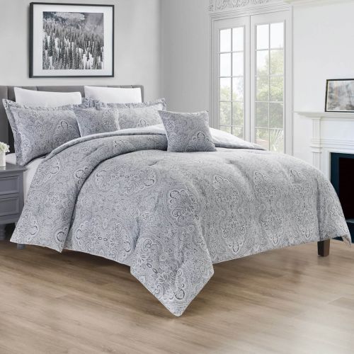 Miral Comforter Set White & Grey 260x240 cm