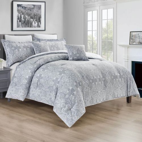 Mayasin Comforter Set White & Grey 260x240 cm
