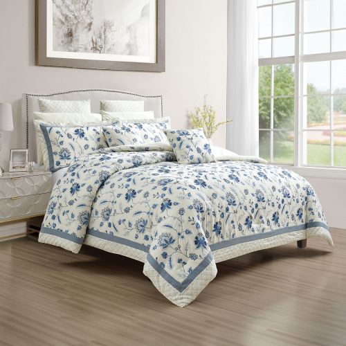Amalia Comforter Set Ivory & Blue 260x240 cm