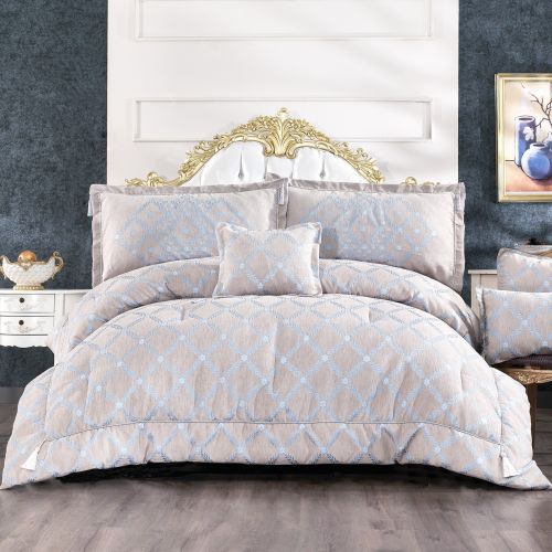Toronto Comforter Set Grey & Blue 260x240 cm