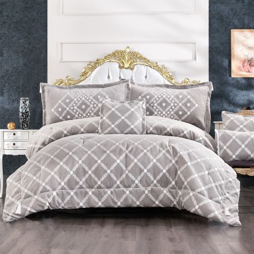 Toronto Comforter Set Grey & White 260x240 cm