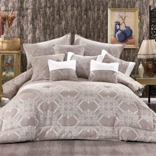 In House Chanel Lohaver Cotton Comforter Set 12-Pieces - Light Brown - 240x260cm - v3-2000203